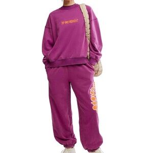 FP Movement Women’s All Star Sweatpants and Sweatshirt in Mulberry - Both MEDIUM